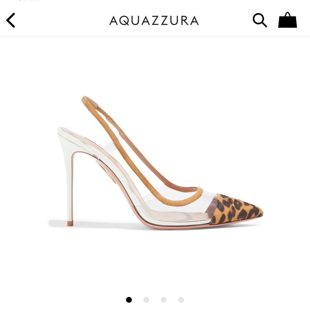 **NEW Aquazurra Temptation 105 Leopard-Print Suede & PVC Point-Toe Slingbacks